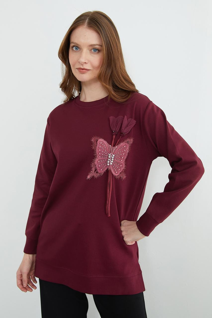 Embellished butterfly longline top, fourth colour – Fullamoda Jordan
