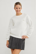 3-Thread Metal Accessory Crew Neck Sweatshirt - Ecru