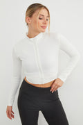 Mock neck zip-up scuba sports jacket in white | جاكيت رياضي بسحاب – Fullamoda Jordan