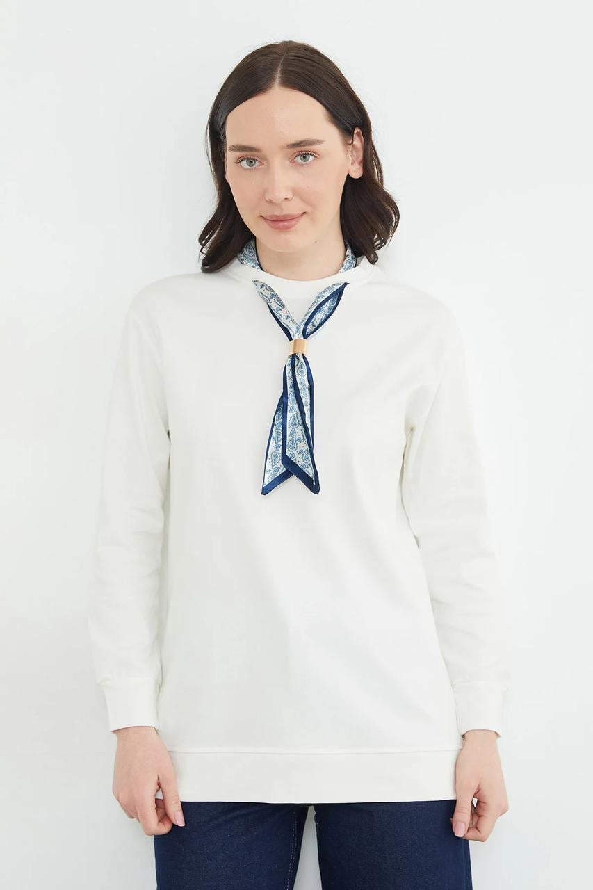 Printed scarf-detail longline top, second colour – Fullamoda Jordan