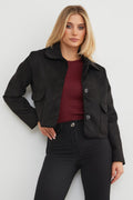 Black | Suede collar cropped jacket | جاكيت سويد قصير أسود – Fullamoda Jordan