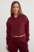 Burgundy | Cropped fleece hoodie | هودي كروب مبطّن خمري – Fullamoda Jordan