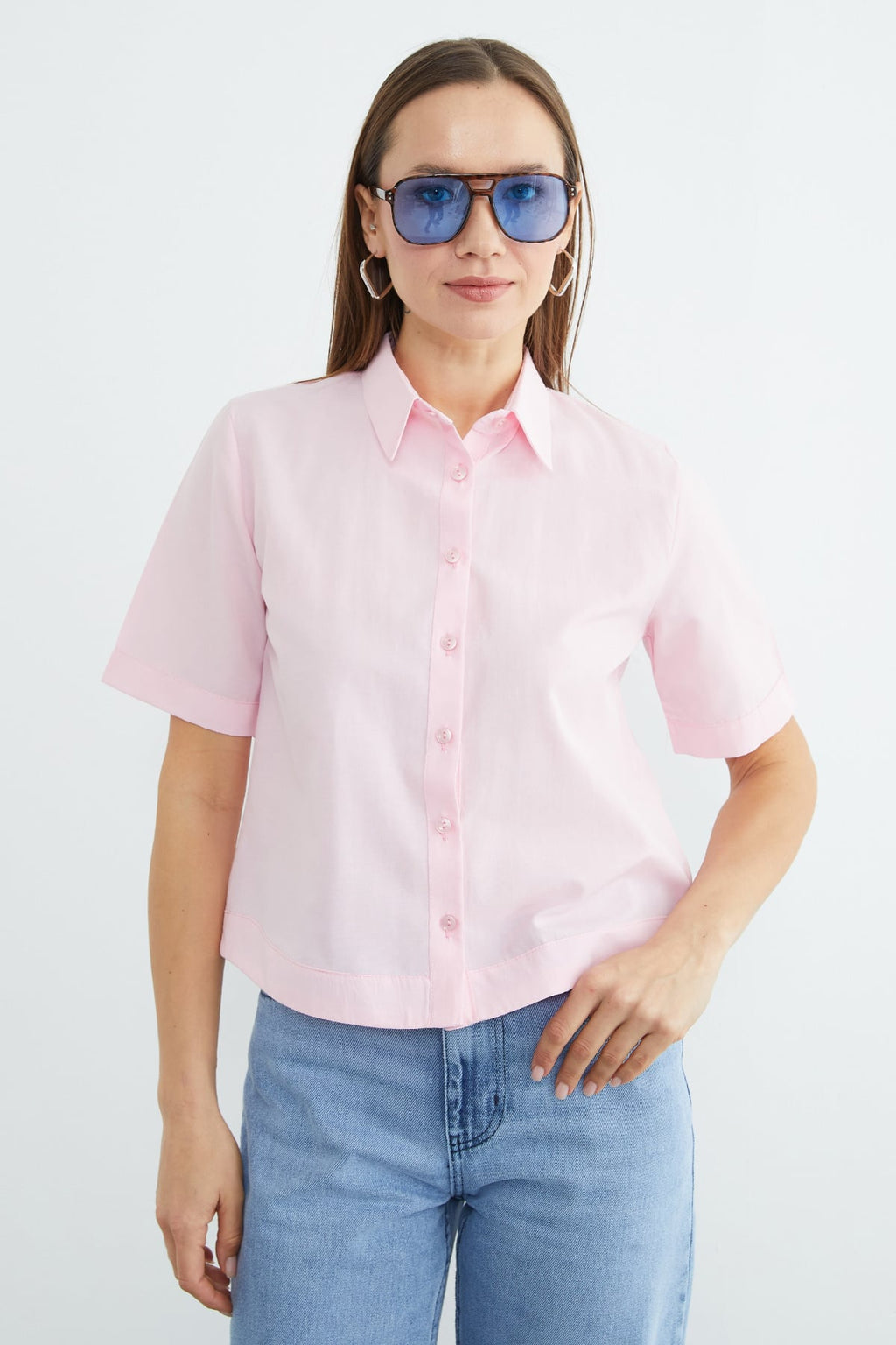 Pink short-sleeve shirt, second view | قميص وردي – Fullamoda Jordan